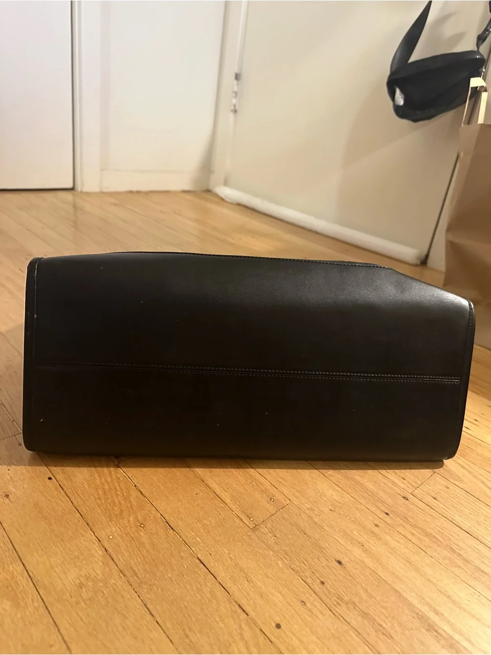 MICHAEL KORS Black Embossed Logo Leather Tote